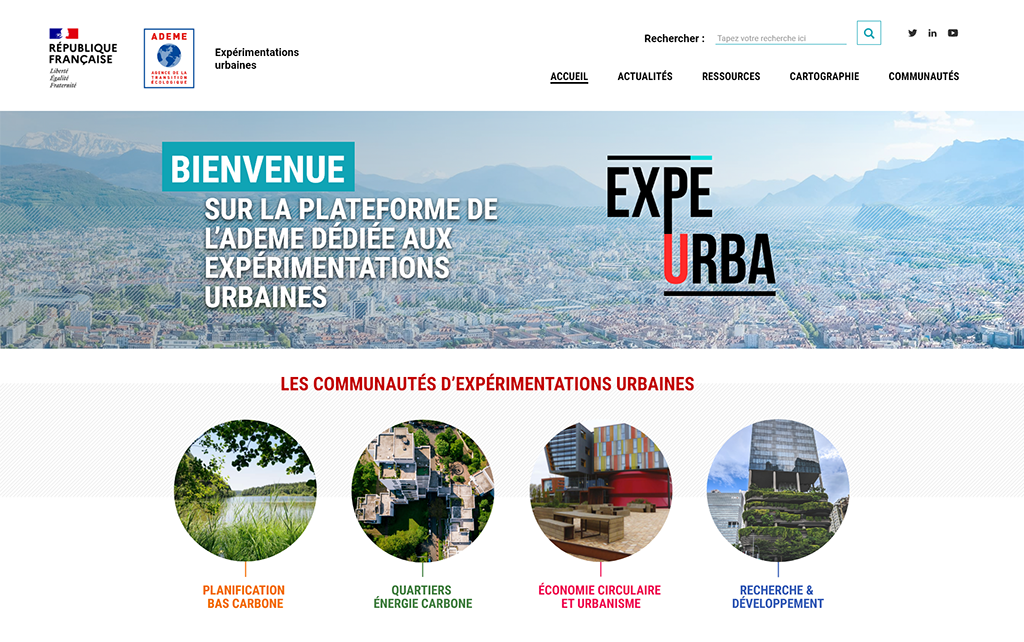 Page d'accueil d'ExpeUrba, version ordinateur