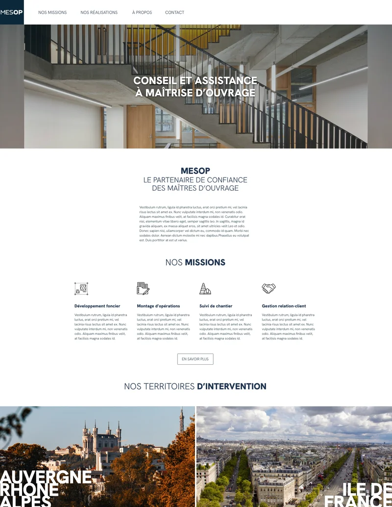 Page d'accueil du site web